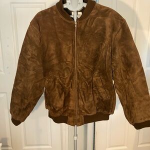 Brown Suede Bomber Jacket